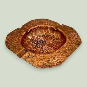 Hammered Copper Ashtray - Vintage Mid-Century Brutalist Tobacciana